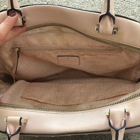 Kate Spade Light Pink Zip Up Leather Studded Handbag Satchel - Picture 4 of 10
